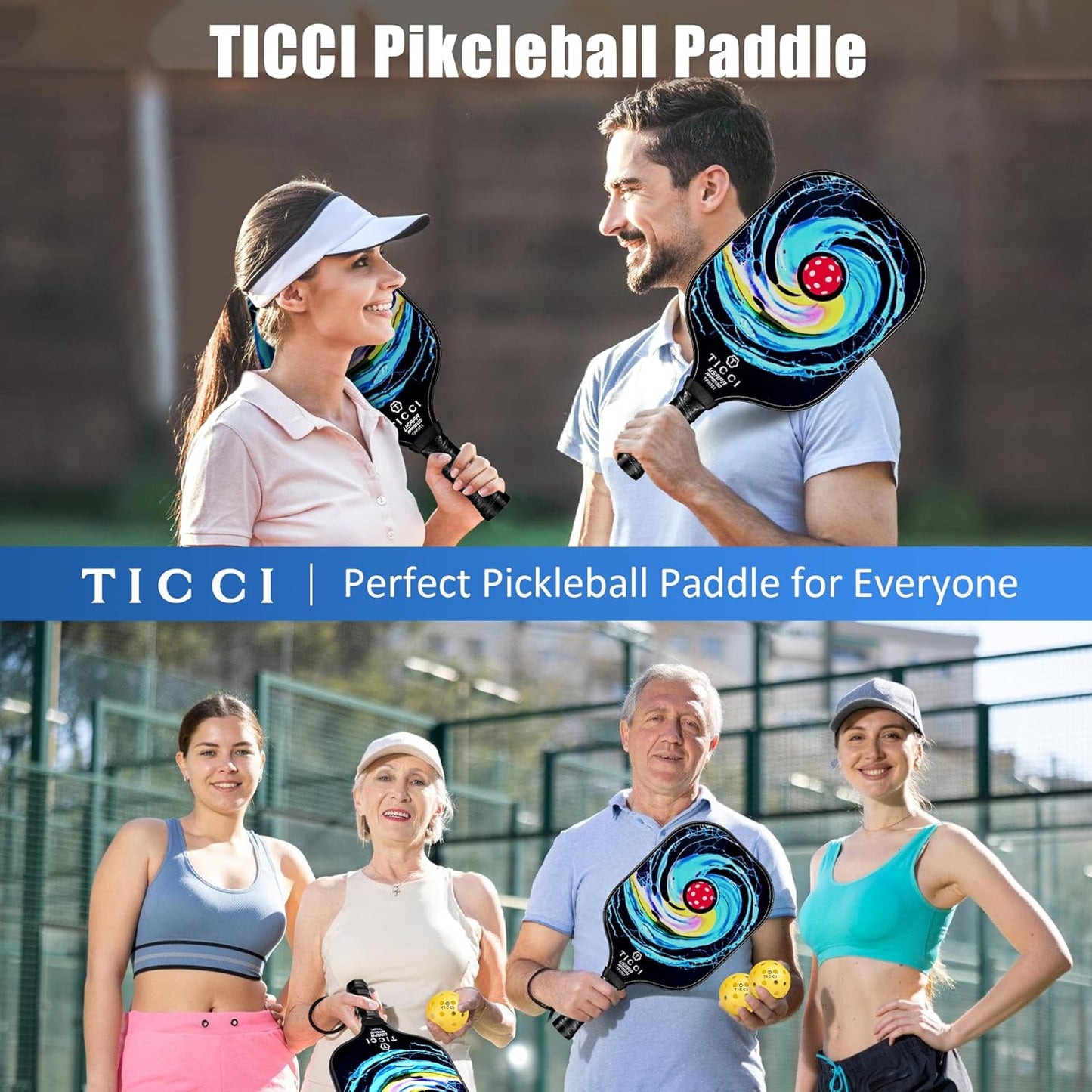 Pickleball Set with 4 Balls & Carry Bag