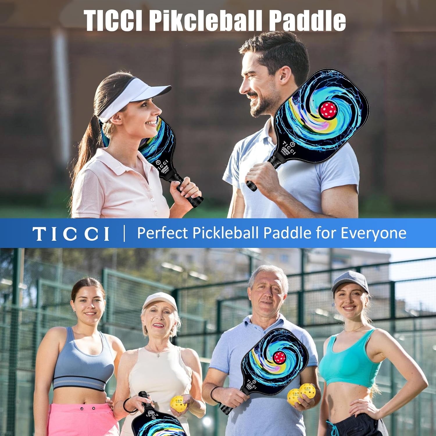 Pickleball Set with 4 Balls & Carry Bag