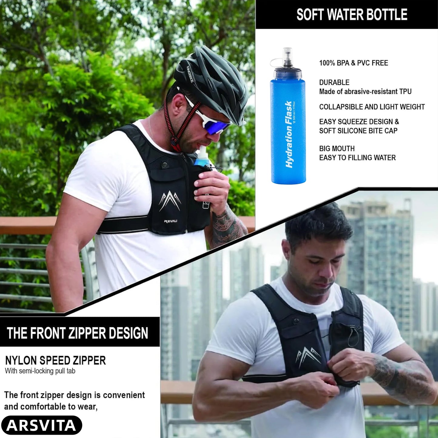 Reflective Running Vests with 500Ml Hydration Bottle