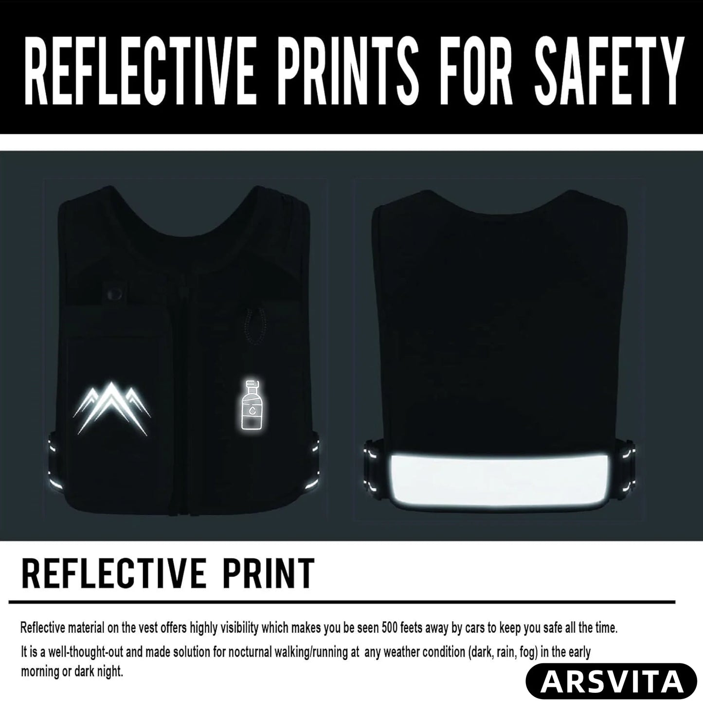 Reflective Running Vests with 500Ml Hydration Bottle