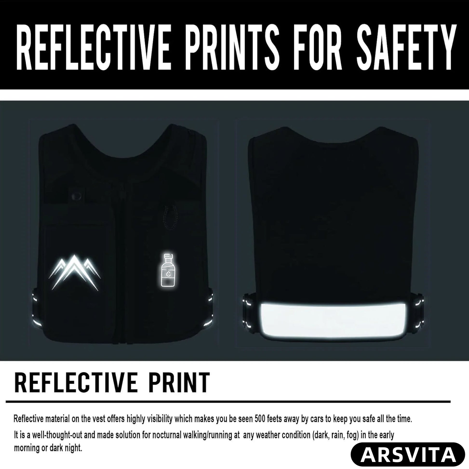 Reflective Running Vests with 500Ml Hydration Bottle