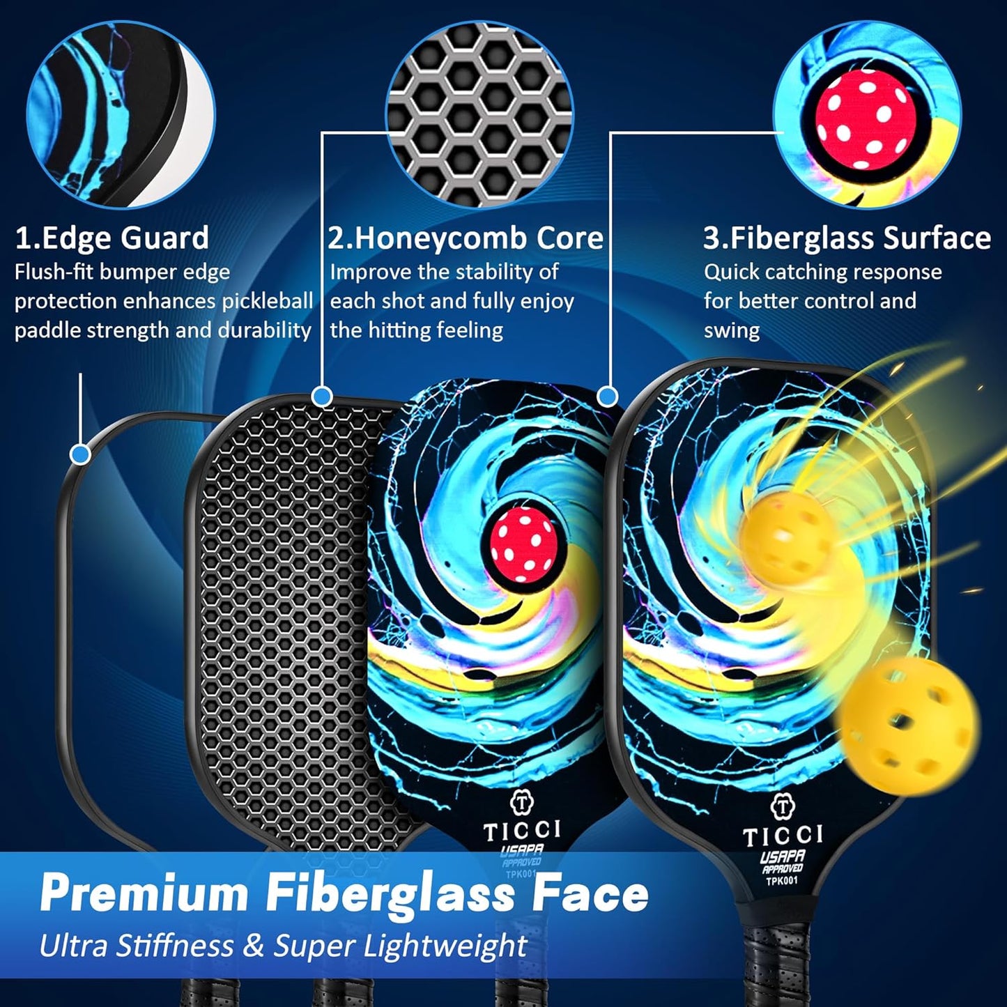 Pickleball Set with 4 Balls & Carry Bag