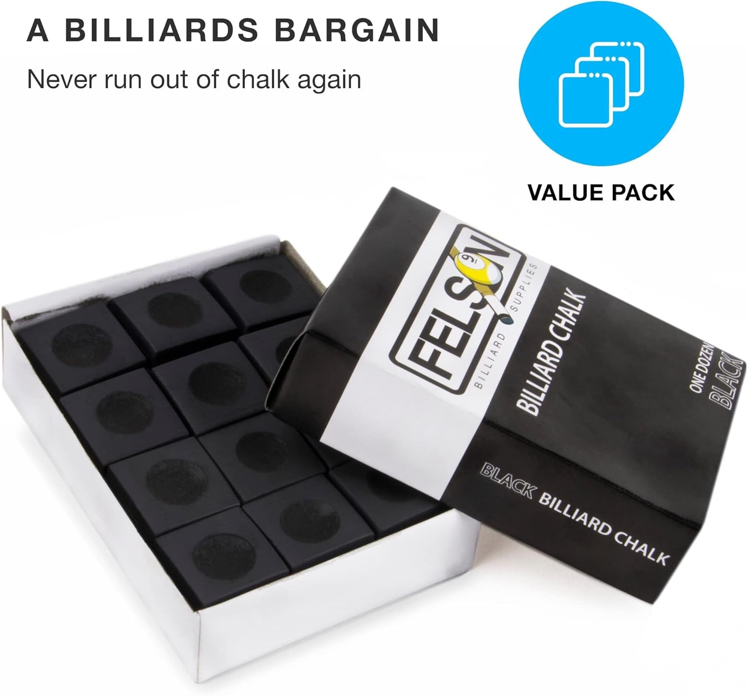 Felson Pool Chalk Cubes & Storage Box