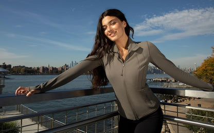 Full Zip Running Jacket Lightweight Athletic Slim Fit Jacket with Thumbholes