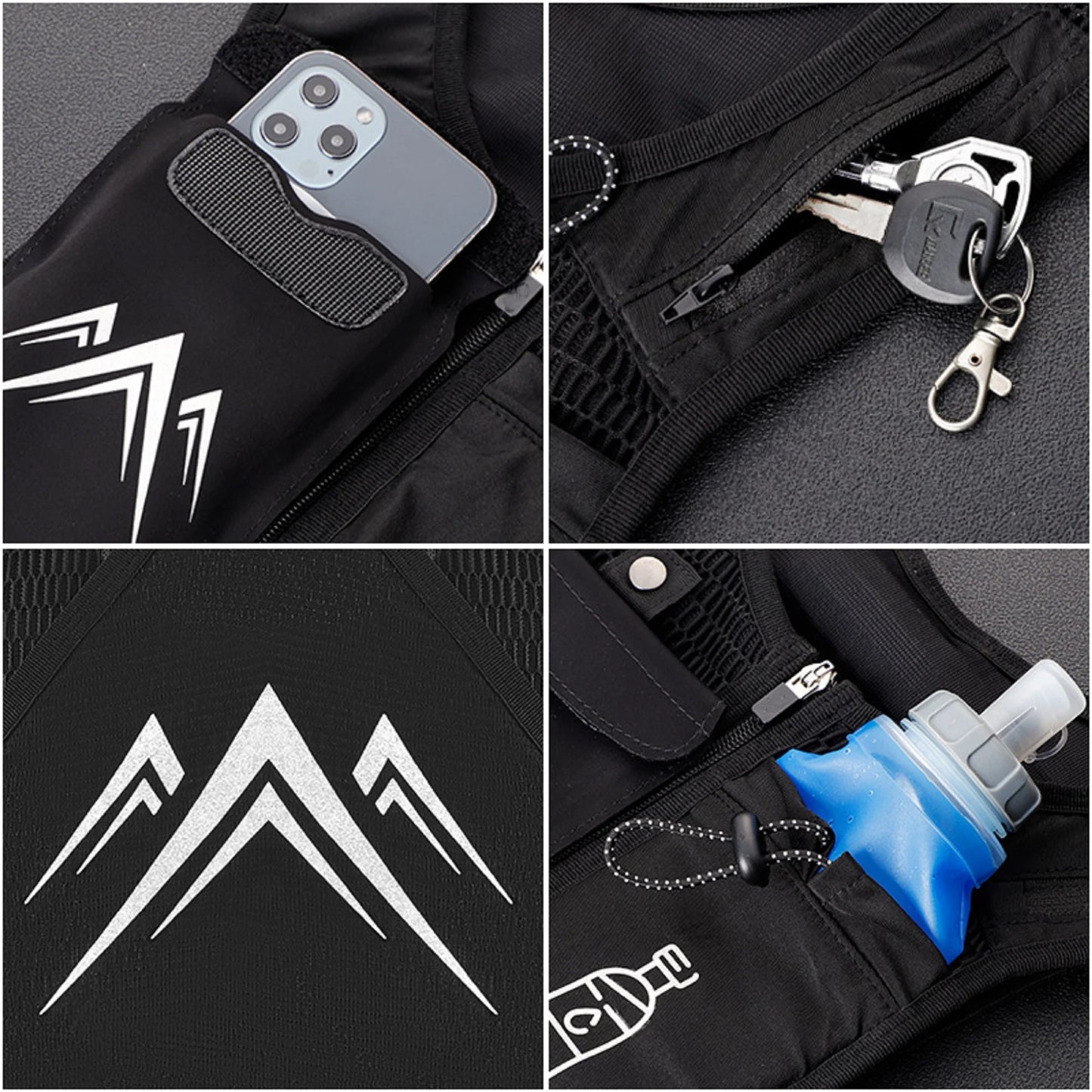 Reflective Running Vests with 500Ml Hydration Bottle
