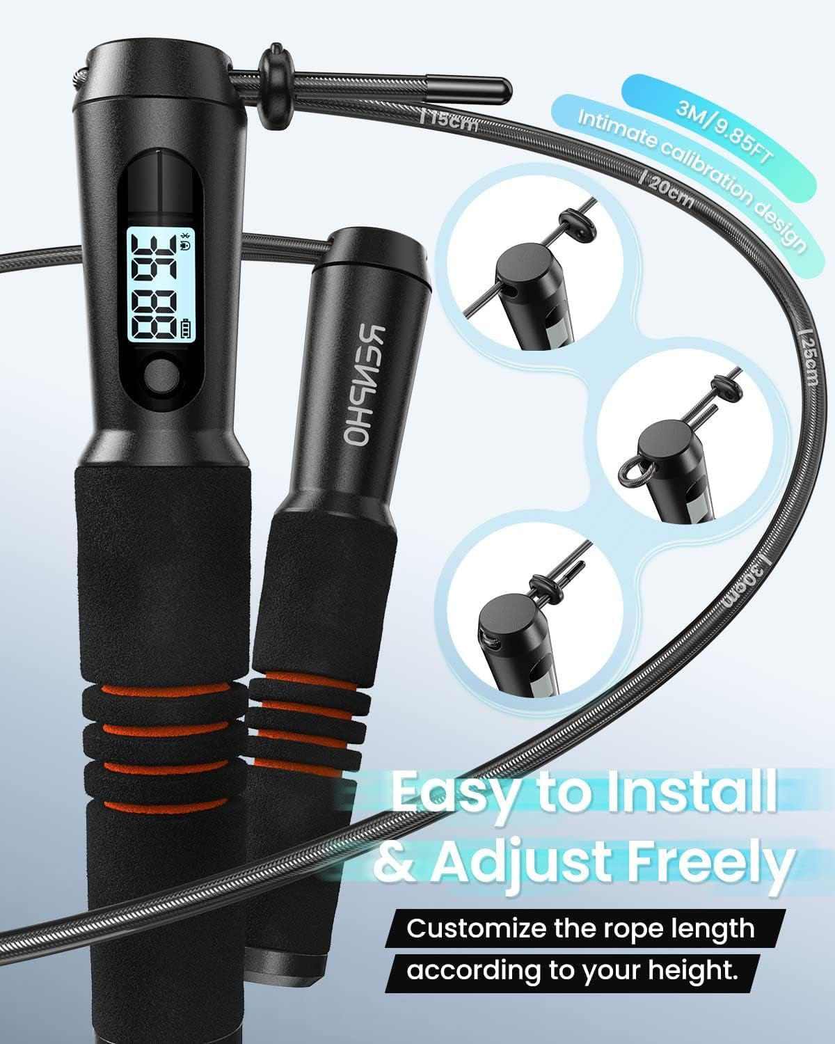 RENPHO Smart Jump Rope with Counter, App Data Tracking, LCD Display