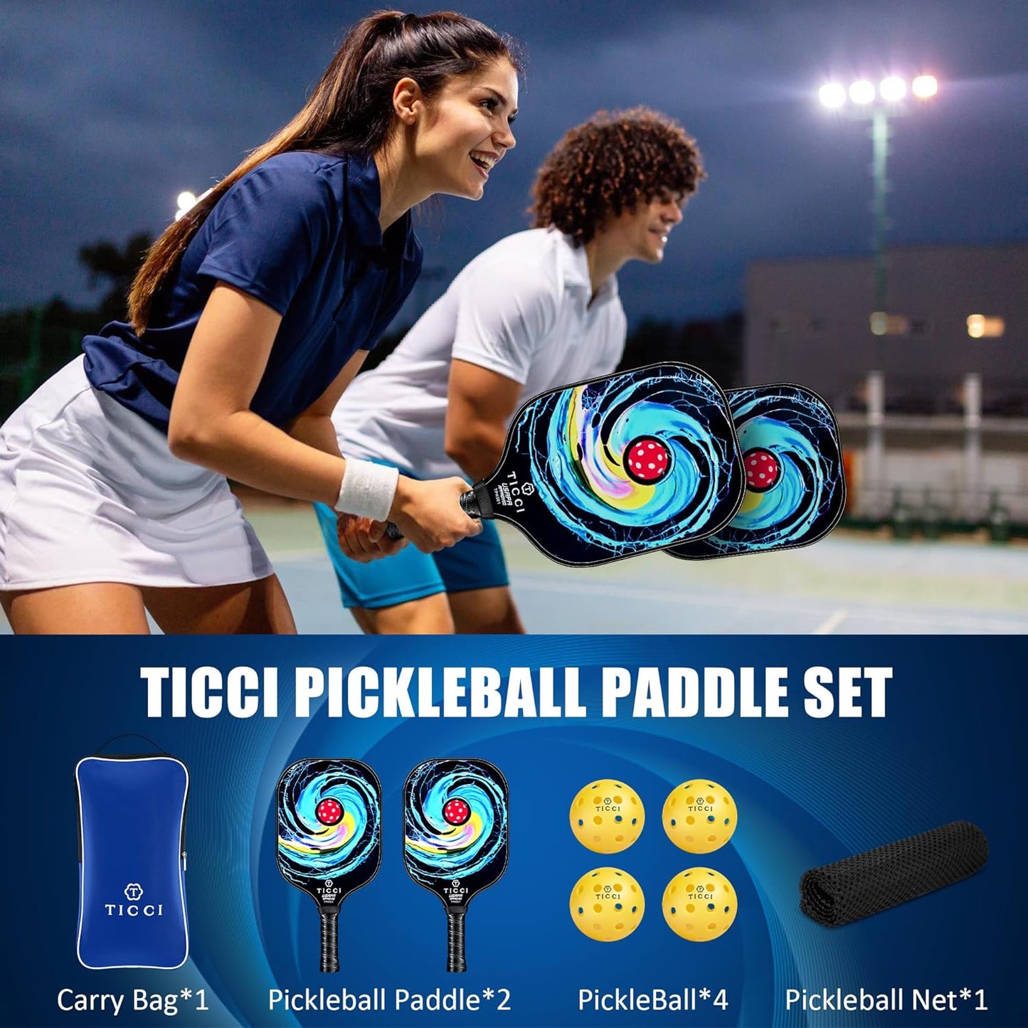 Pickleball Set with 4 Balls & Carry Bag