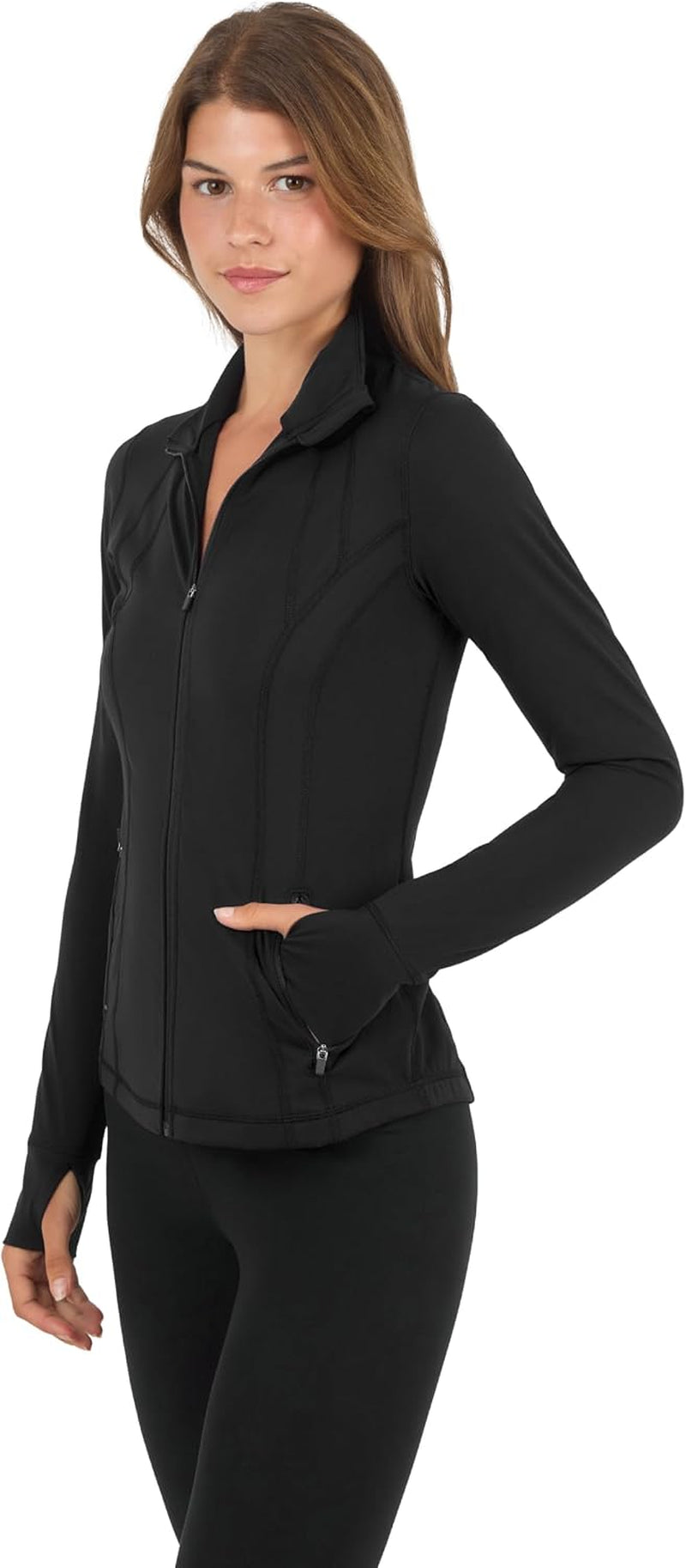 Full Zip Running Jacket Lightweight Athletic Slim Fit Jacket with Thumbholes