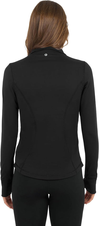 Full Zip Running Jacket Lightweight Athletic Slim Fit Jacket with Thumbholes