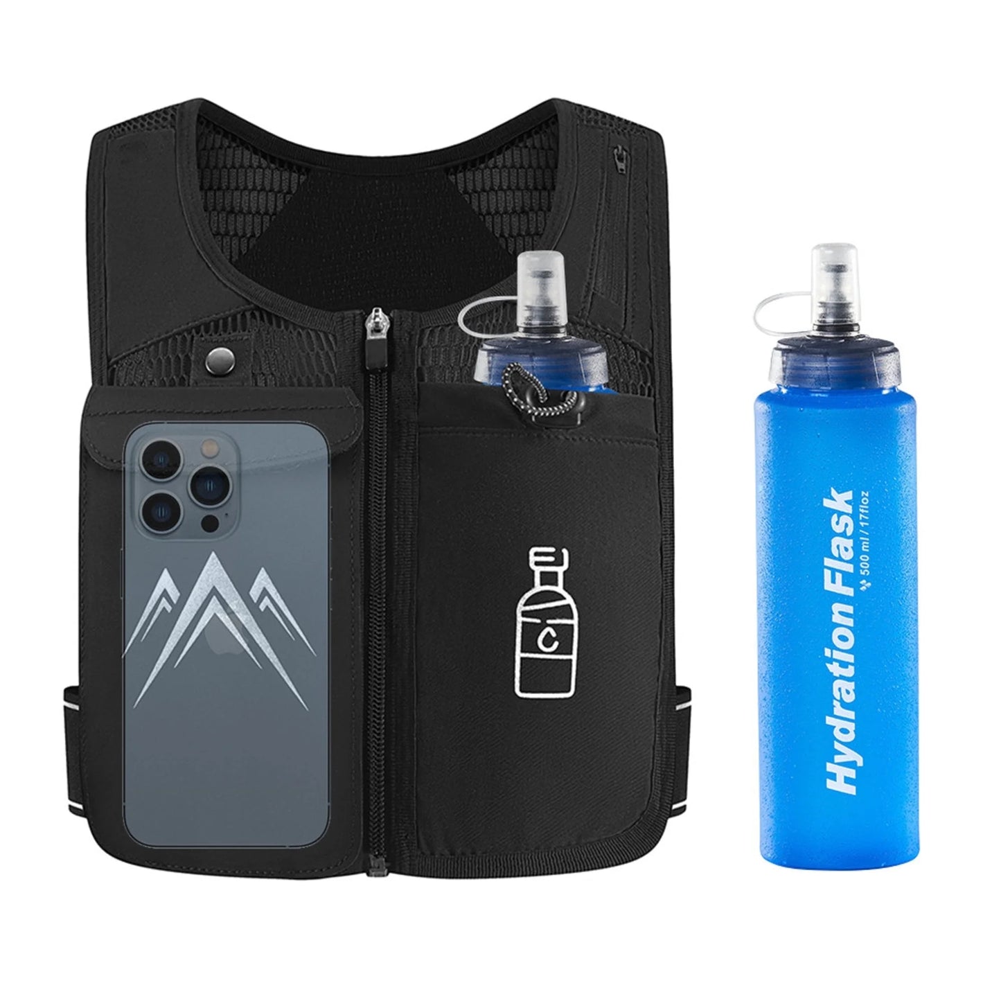 Reflective Running Vests with 500Ml Hydration Bottle