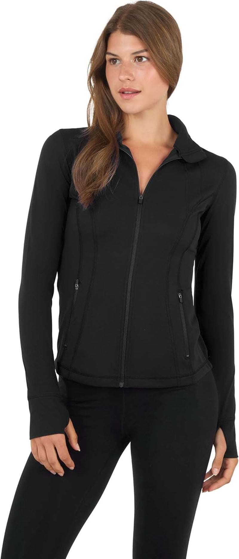 Full Zip Running Jacket Lightweight Athletic Slim Fit Jacket with Thumbholes